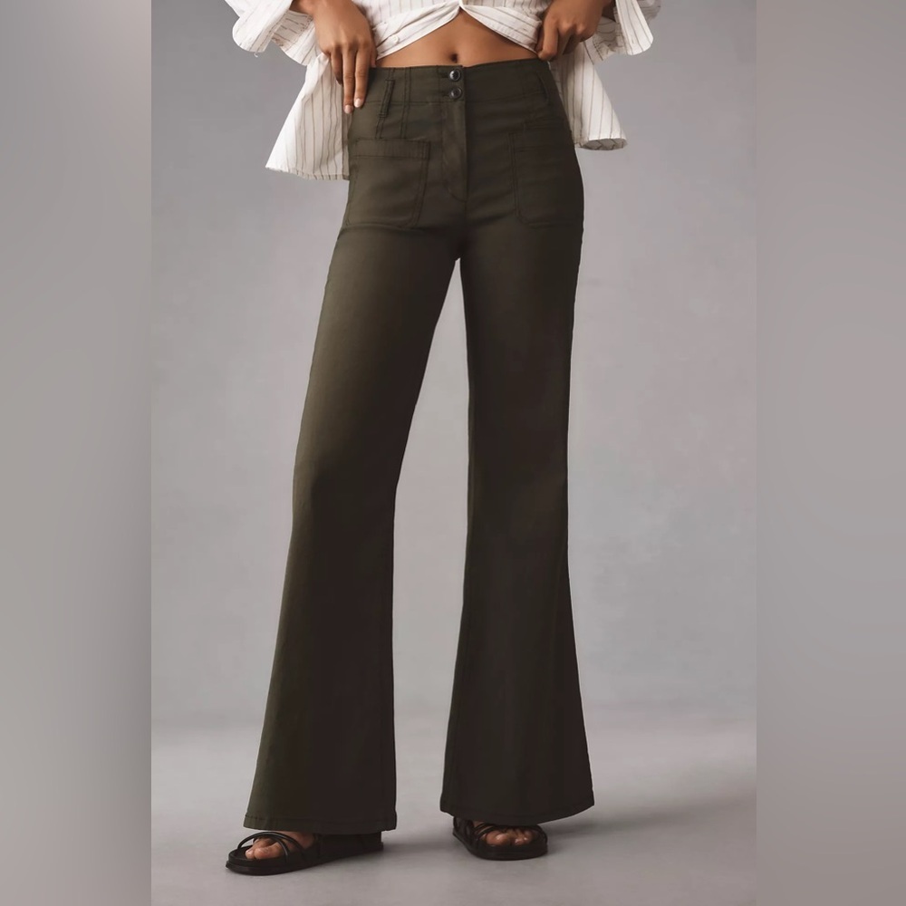 Anthropologie Maeve Junie High-Waisted Flare Pants: Magic Fabric Plus Size 26W